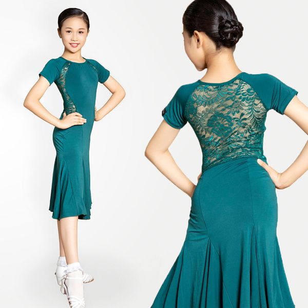 

2021 lace latin dance dress for girls ballroom practice wear competition dresses kids salsa costume tango dance clothes jl1597, Black;red