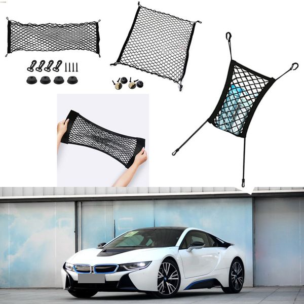 

for bmw i8 model auto car black rear trunk cargo baggage organizer storage nylon plain vertical seat net