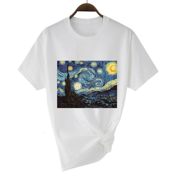

breathable aesthetic van gogh t-shirt fa very classic great painting graphic new t shirt women comfortable simplicity t shirt, White