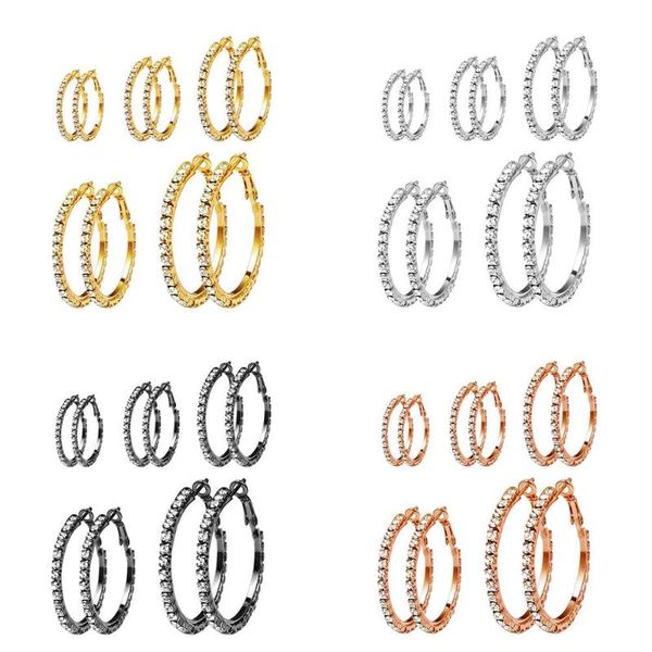 

2021 new trendy golden punk oversize round circle rhinestone crystal hoop earrings for women girl wedding party accessories gift, Golden;silver