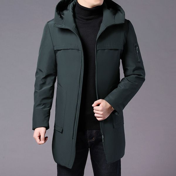 

coat with winter hood solid fashion outerwear long warm to down jacket 3i34, Black