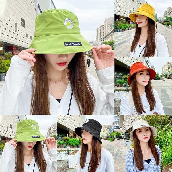 

multicolor summer daisies bucket hat cotton beach sun hats reversible floral fisherman hat1, Yellow