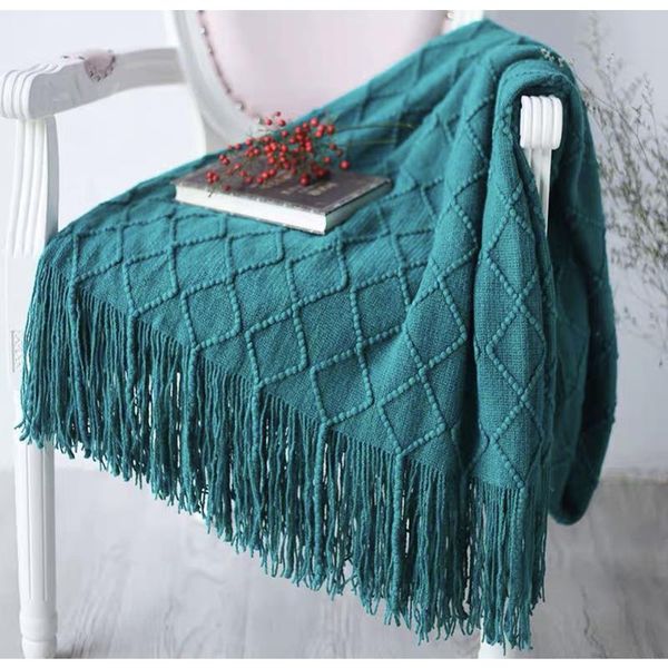 

blankets nordic knitted throw thread blanket for bed sofa plaid travel tv multifunction nap cover soft bedspread mantas