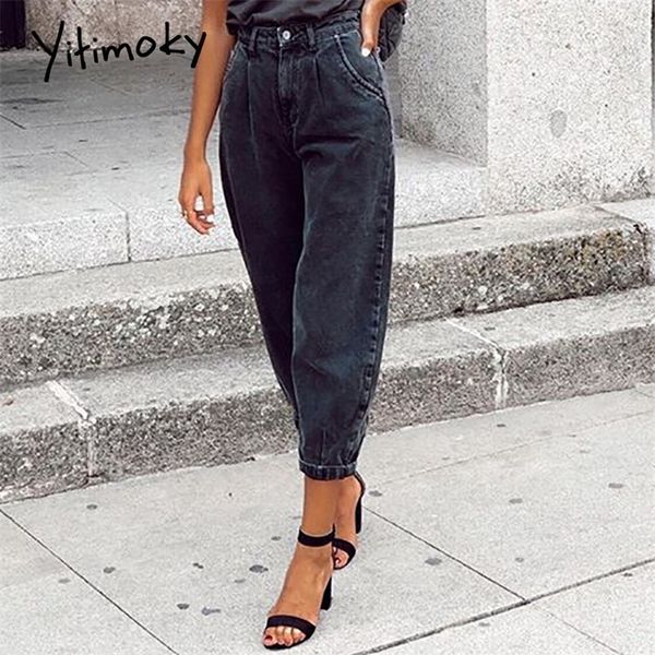 

gray high waist jeans woman denim pants streetwear trousers blue pink mom jeans vintage washed boyfriend green brown harem pants lj201125, Black;white