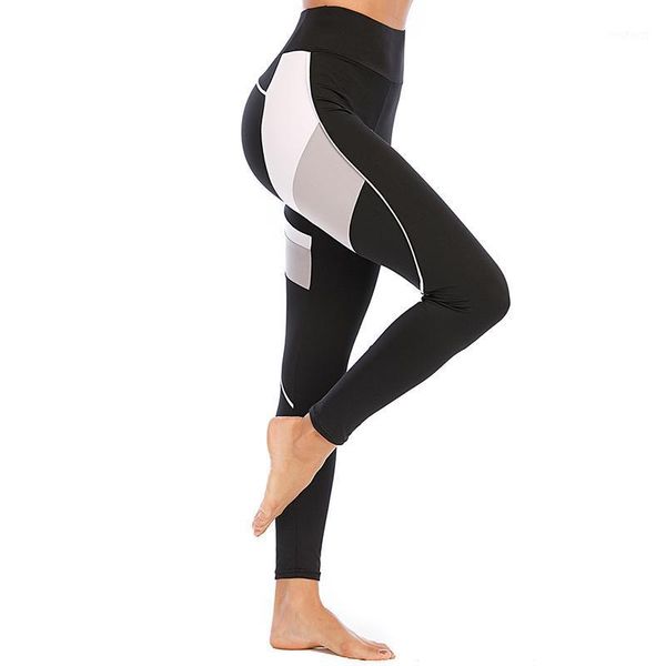 

women sports yoga leggings piecing style high waist running fitness pants xin-shipping1, Black