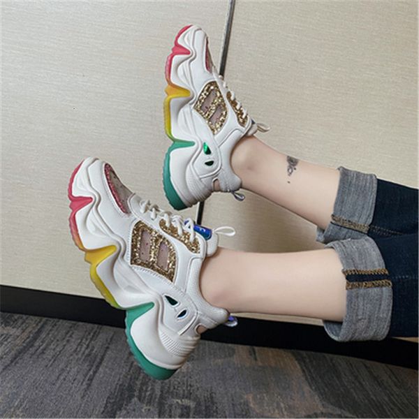 

2021 new mode mixed chunky woman designer 5.5cm vulcanized sports shoes female ladies shoe trainer 92aw, Black;white