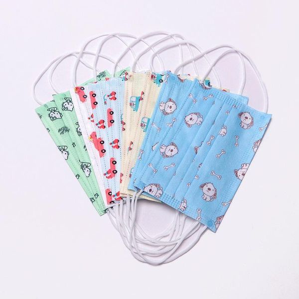 

kids stock in pm2.5 children non-woven cartoon face disposable fast breathable anti-spit 3 shipping mask earloop layers protective arela