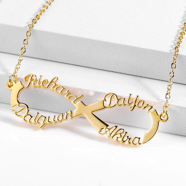 

personalized infinity name 18k gold plated stainless steel choker custom necklaces&infinity pendant friendship necklace q1114, Silver