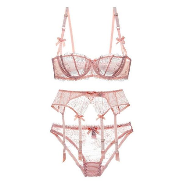 

garter set bra panties garter underwire bra plus size bralettes 1/2 cup tow hook-and-eye intimates woman lingerie 2020, Red;black