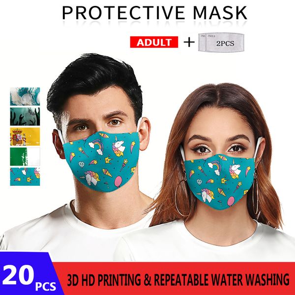 

adults 3d design printing cartoon pattern grimace special face mask reusable protective mask pm.25 face masks