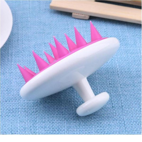 

sile head hair washing round comb scalp massage antiskid hairbrush comb shower brush bath spa slimming massa wmtzvt, Silver