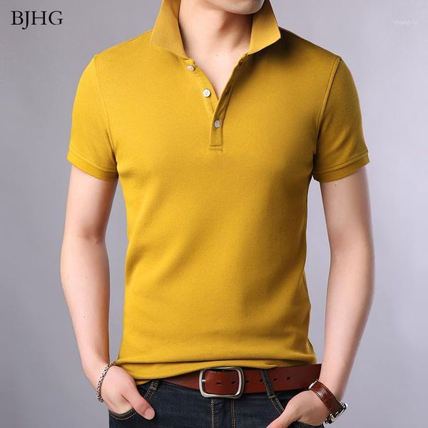 

bjhg 2019 new fashion brands shirt men's 100% cotton summer slim fit short sleeve solid color boys polos casual clothing1, White;black