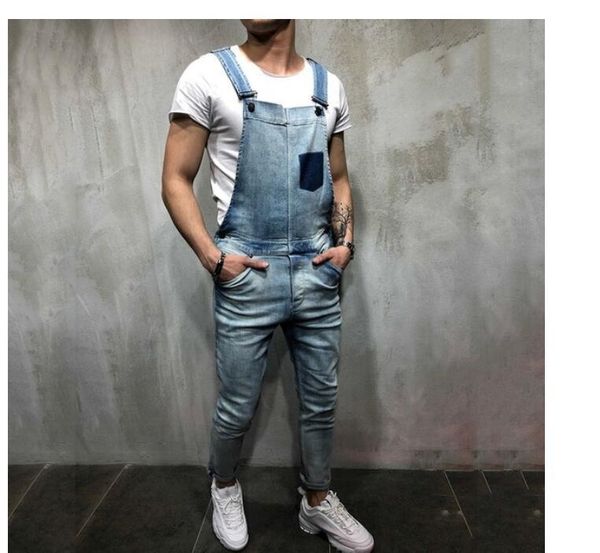 

mens jeans slim fit men 2020 sling pantalones hombres jeen slim trousers bib jumpsuit male overalls jeans men vaquero hombre, Blue
