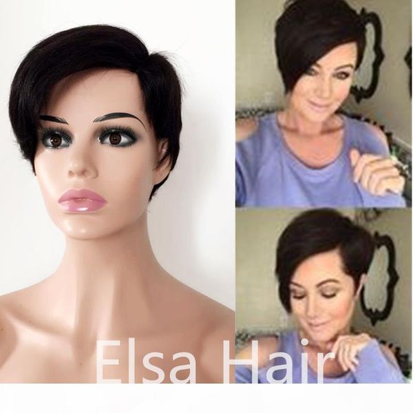 

short side part lace front human hair wigs human hair non lace frontal wig brazilian hair bob wig for black women, Black;brown