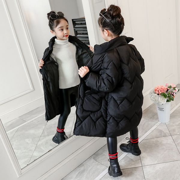 

girl's and down winter clothes 2020 new korean version of red china big children's medium long cotton padded, Blue;gray