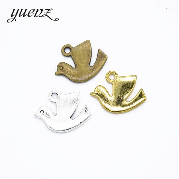 

charms yuenz 25 pcs antique silver animal bird zinc alloy jewelry diy pendant necklace, earring bracelet 15*13mm d5561, Bronze;silver