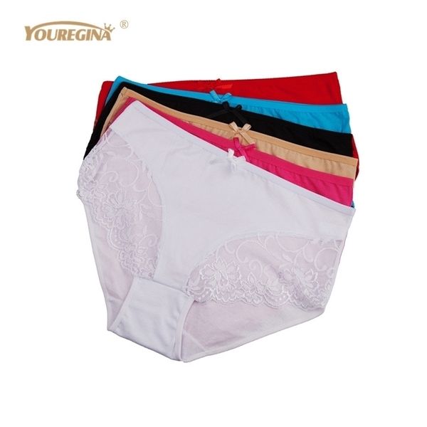 YOUREGINA Mutandine di pizzo a vita alta sexy da donna Slip intimo senza cuciture per ragazze Bikini da donna in cotone trasparente 6 pezzi / set 201112