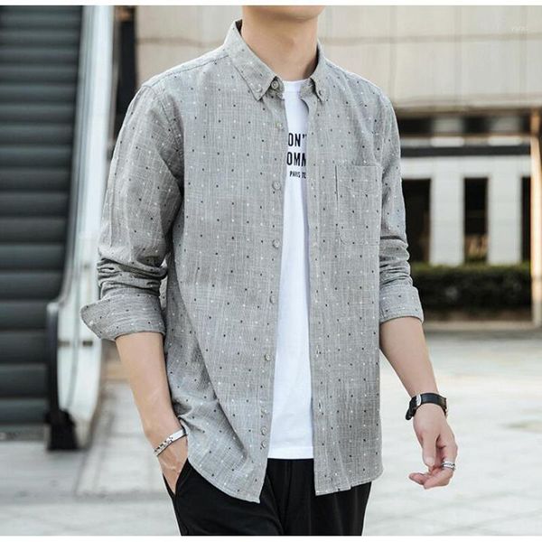 

new men long sleeve shirts male dot classic-fit comfort soft casual tum-down shirt casual male shirt 1, White;black