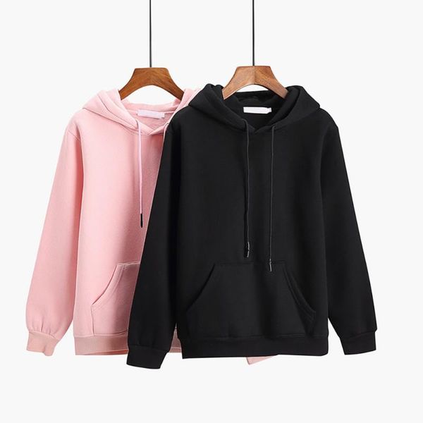 

men's jackets women autumn cotton warm long sleeve sweatshirt cute plus velvet loose hooded sweatshirts solid color, Black;brown
