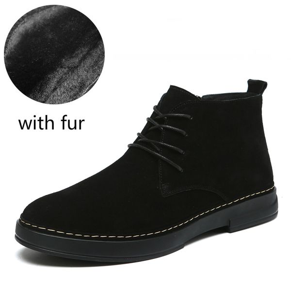 

winter cow leather snow black platform with ankle-boots nknn