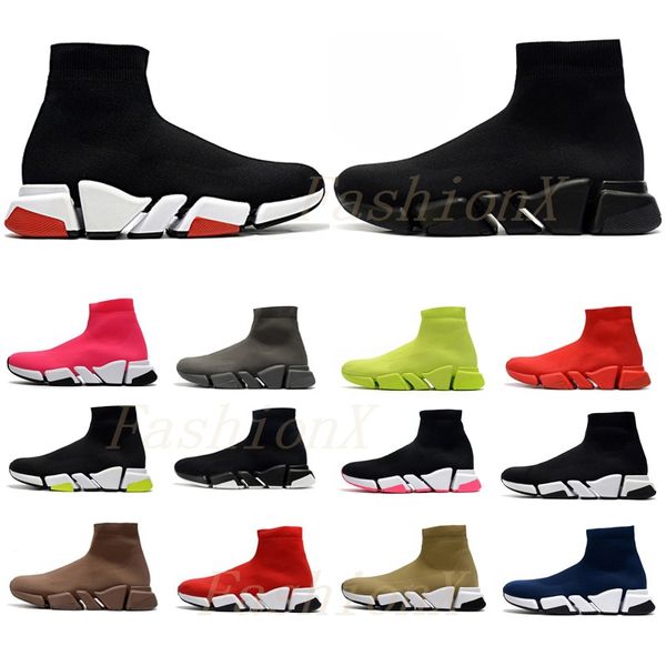 

shipped within 6 days] designer men womens speed trainer 2.0 2 sock boots socks casual shoes runners runner sneakers 36-45, Black