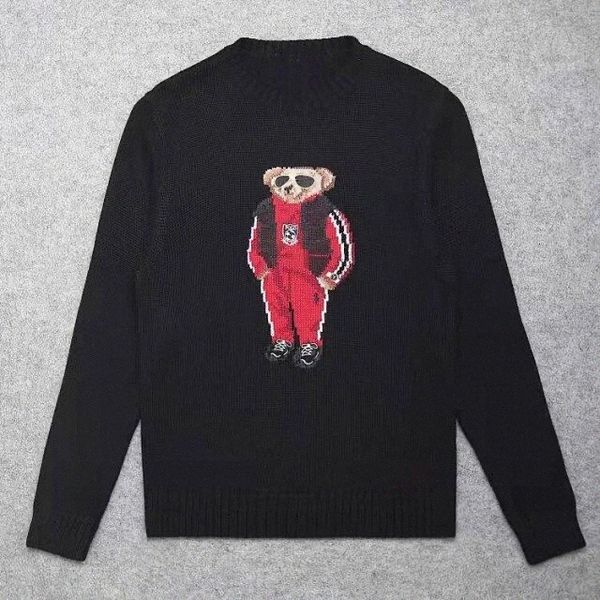 

2021 winter autumn polo hoodie bear men sweater embroidery sweaters pullover crewneck knitted jumper hoodies sweatshirt embroidered knit n7y, Black
