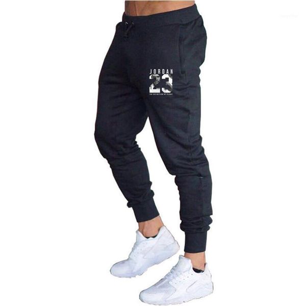 

2020 spring men's printed sports running loose pants pocket elastic waist leggings jogging pants casual sports1, Black