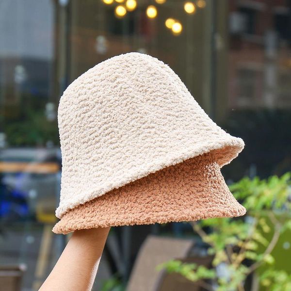 

stingy brim hats women's wild winter fashion fisherman hat plus velvet warm earmuffs face thin japanese bucket cap, Blue;gray