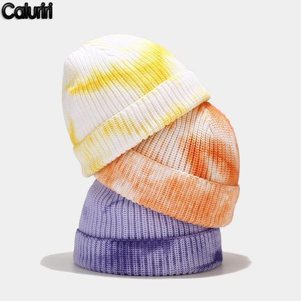 

beanie/skull caps tie dye beanie for men winter hats women designer bonnet brimless cap casual print knitted kpop knit autumn hat zz-2, Blue;gray