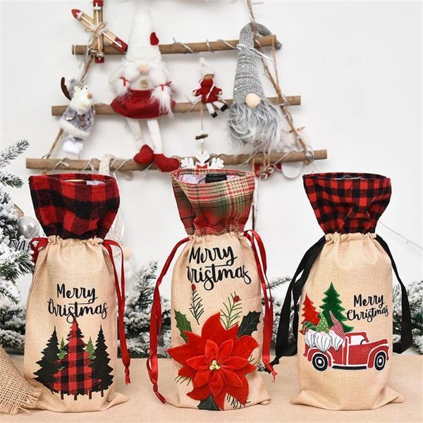 

christmas decorations 1pc year car wine bottle dust cover xmas tree gift sers bag decoration for home noel natal dinner party decor