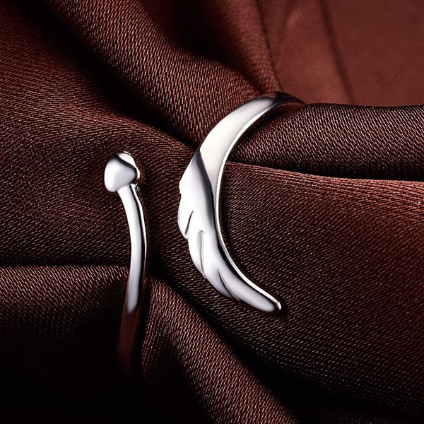 

fashion temperament angel wings open ring ring female s925 sterling silver simple personality, Golden;silver