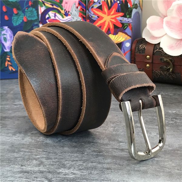 

metal portrait fixed of solid leather belt from grey jeans vintage belts to men ceinture homme mbt0487 x5n4, Black;brown