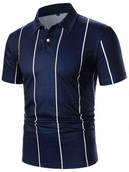 

men vertical stripe polo shirt k465#, White;black