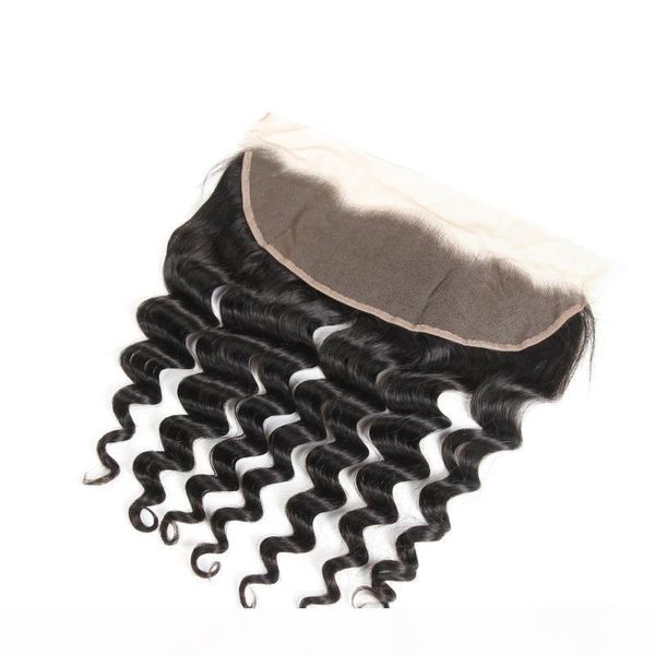 

peruvian human hair 13x4 lace frontal deep wave curly virgin hair part deep wave lace frontal closures natural color, Black;brown