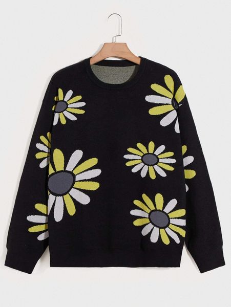 

men floral pattern sweater 65do#, White;black