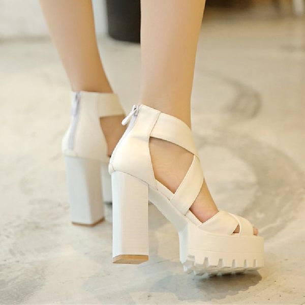 

open-toed roman sandals waterproof platform super high-heeled sandals fashion wild comfortable non-slip high-heeled, Black