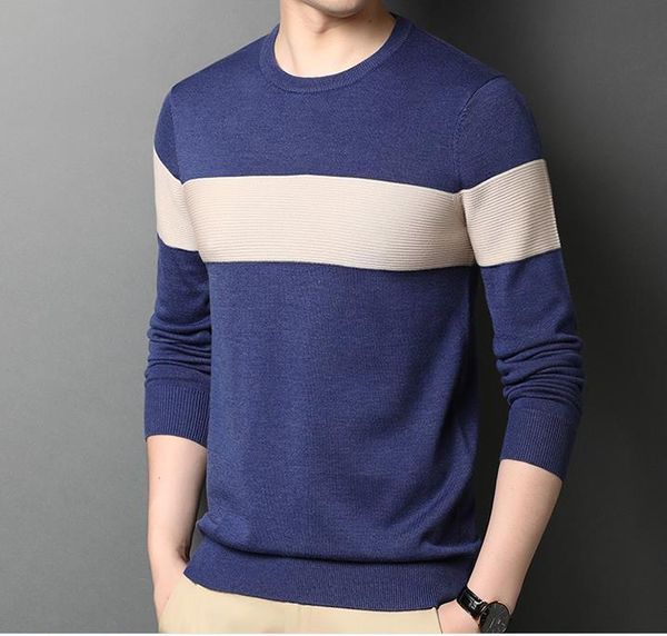 

2021 autumn new round neck striped sweaters men gml01, White;black