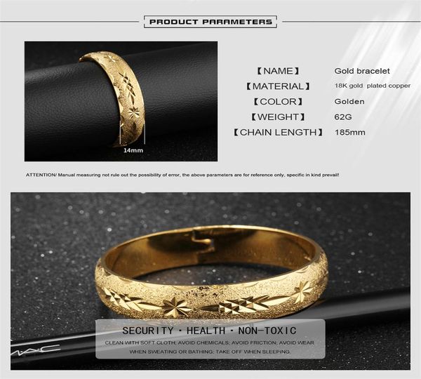 

xqni 14 мм ширина ширина ширина изделия звезда шаблон матовой поверхности из нержавеющей стали золотой цвет открытый браслет для женщин элег, Golden;silver