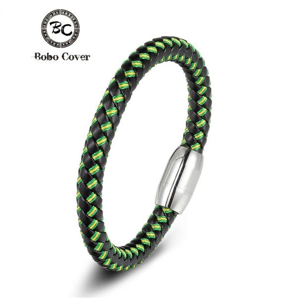 

new stainless steel magnet buckle braided world football game cup leather bracelets for mens bracelet friendship gifts, Golden;silver