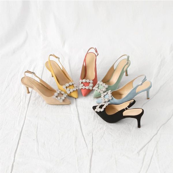 

бренд женские насосы мода дамы горный хрусталь высокие каблуки обувь мягкие кожаные шкалы обувь женщина заостренные ноши нескользящие бренд, Black