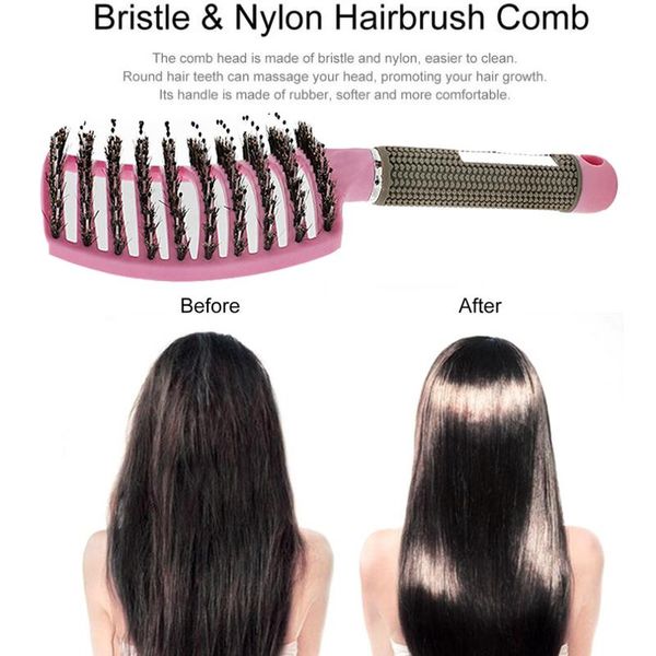 

brosse demelante casse women detangler hair brush bristle nylon scalp massage tangle teaser hair brush hairdressing comb wmtkcm xhhair, Silver