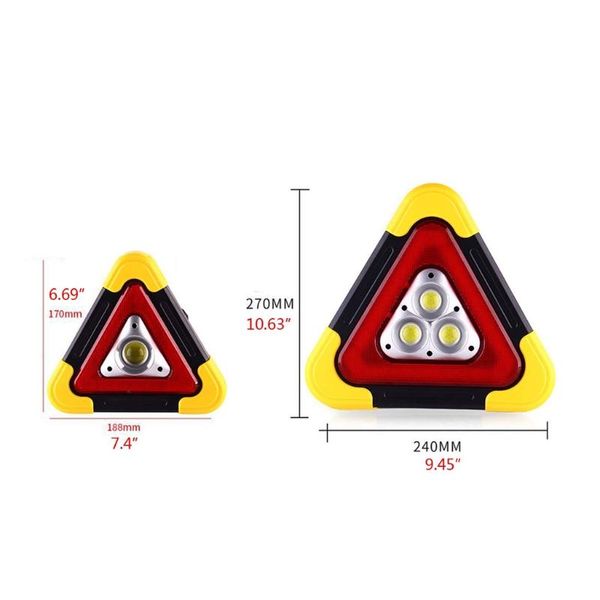 

multi function triangle warning sign car led work light road safety emergency