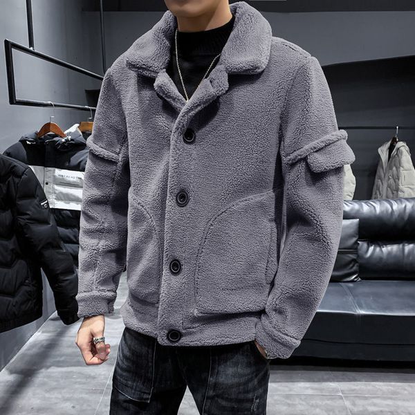 

Male Garment 2021 Autumn New Lamb Wool Hot Cotton-quilted Cotton Clothing Young Men's Clothes QFM3, Black