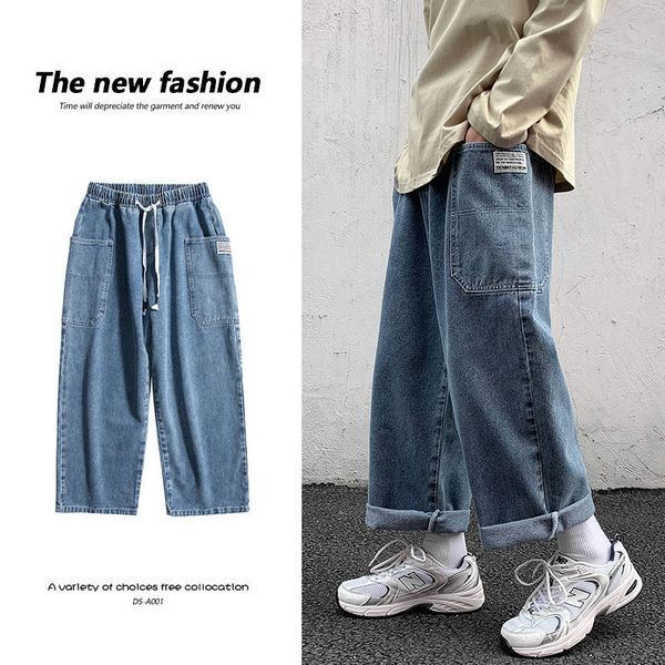 

new men's 2021 brim pants spring and winter fresh patched pocket tools nine stitches -5xl slacks male clothes 7uqy, Blue