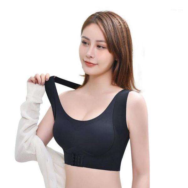 

two-in-one gathering adjustable front buckle underwireless bra1, White;black