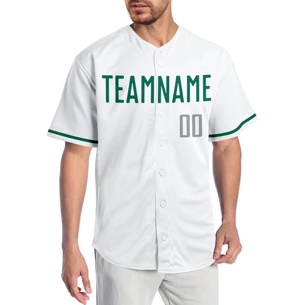 

custom white kelly green-gray authentic baseball jersey, Blue;black
