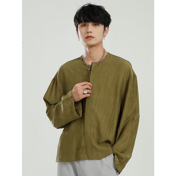 

mtl men's clothing - 2021 spring new product korean version simple ins trend solid color round neck long sleeve shirt men's clothi, White;black