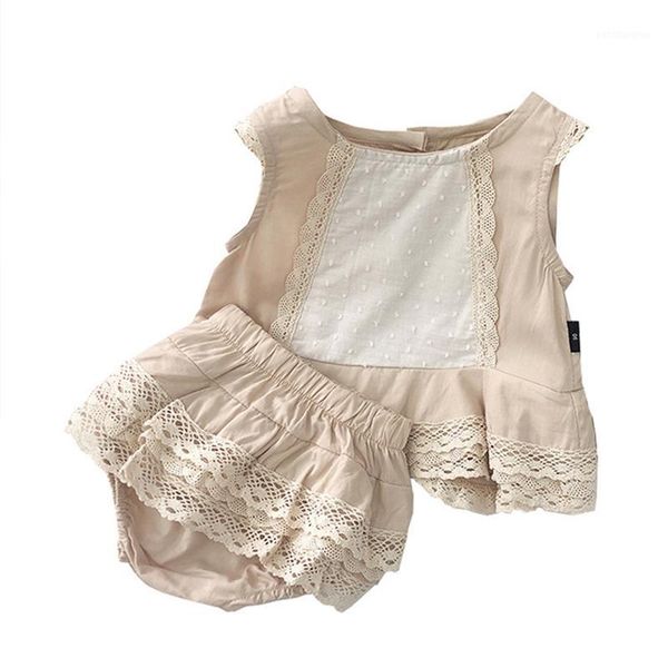 

clothing sets fashion kids girls sleeveless shirt+shorts 2pcs suit baby clothes toddler girl cute party clothes1, White