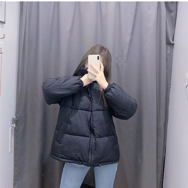 

2021 new and american casual stand collar drawstring hong kong style bread suit 20 winter versatile thickened cotton jacket u2ve, Black