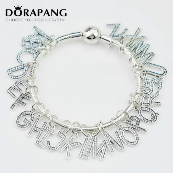 

2021 new silver letter beads fit charm bracelet 925 sterling silver pendant original authentic alphabet diy woman fashion jewelry 2113, Bronze;silver